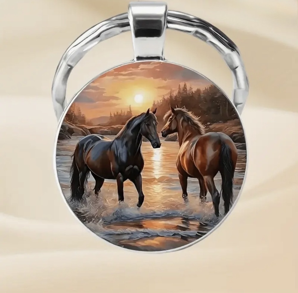 3/$25  Sunset Wild Horses Beach Ocean Keychain NEW